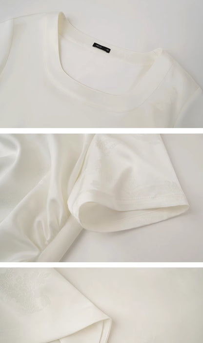 HECO Chinese Acetate Small Square Neck Short Sleeve Top- BEAK.