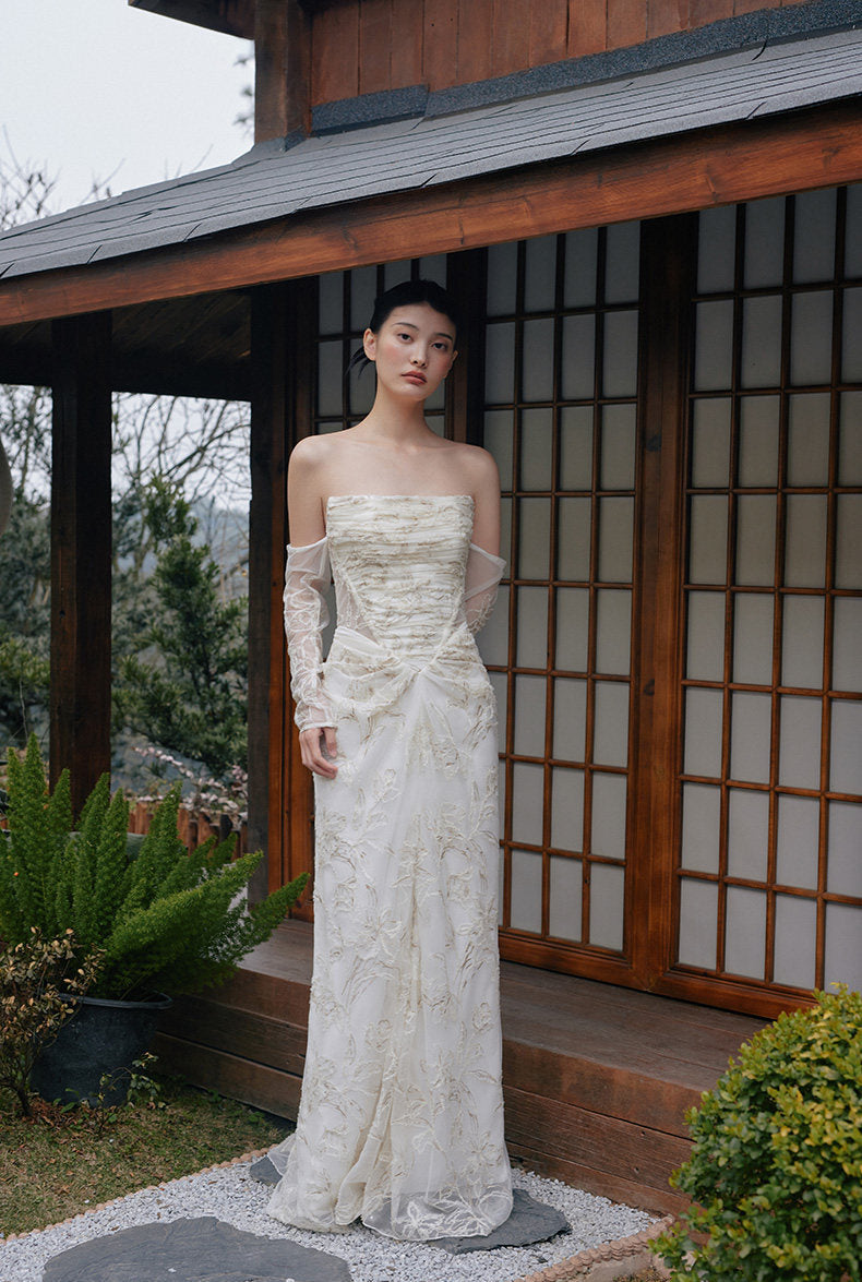 GOUDIN floral long bridal evening dress-NINA.