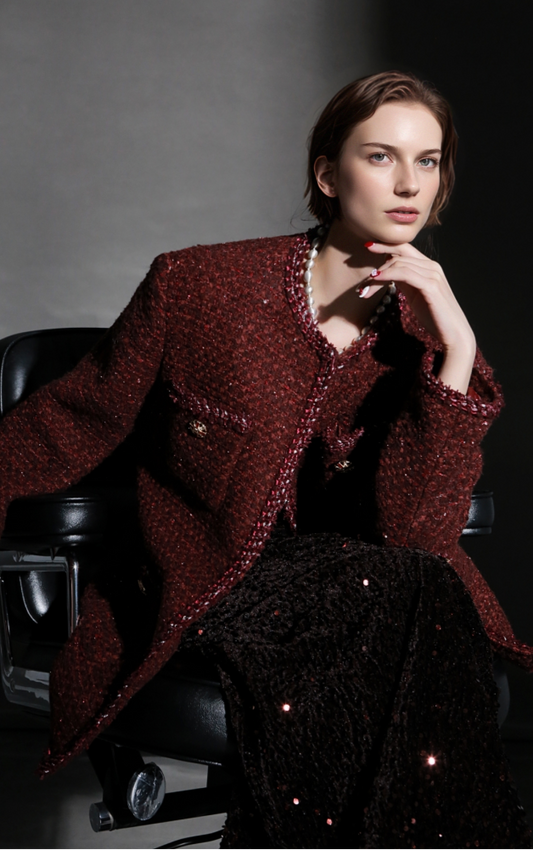 PIAOIN Elegant and Luxurious Small French Wool Short Jacket Spring-TIA