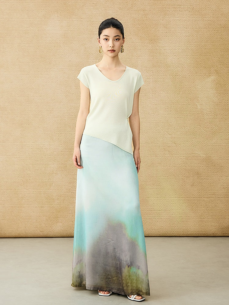 HECO Chinese Versatile Beveled Side Buckle V-Neck Knit Top - BREA.