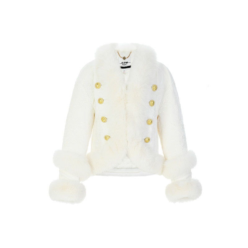 FAME embroidered fox fur cropped jacket - FELIX