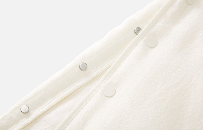 ZHUCHONGYUN midi cotton skirt with side button detailing and a drawstring waist-SEZA.