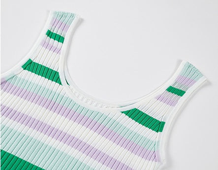 COMME MOI  summer colorful striped skinny wool knit vest top - HAZEL.