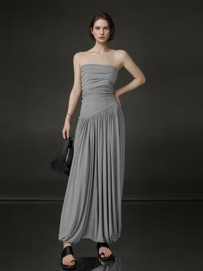 PIAOIN design pleated bandeau  women's cross-cut premium sundress -ARABELLA