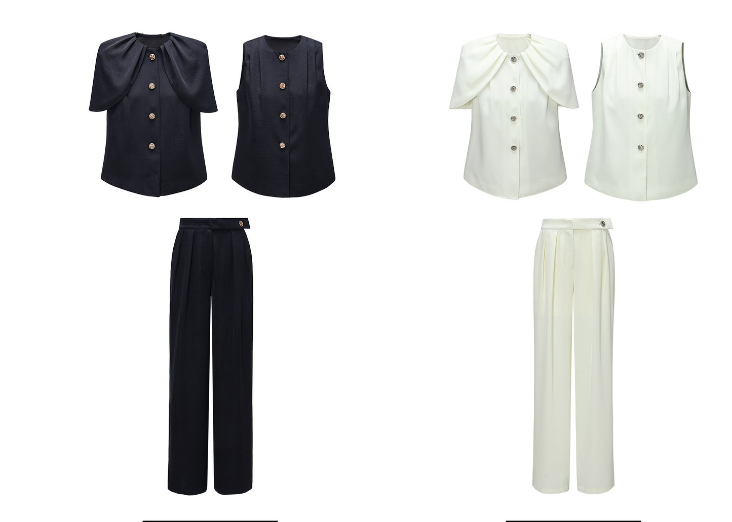 WANGXO | Skin-Friendly Fabric with High-End Metal Buckle Hand-Pinched Layered Urban Suit -NIXI