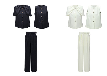 WANGXO | Skin-Friendly Fabric with High-End Metal Buckle Hand-Pinched Layered Urban Suit -NIXI