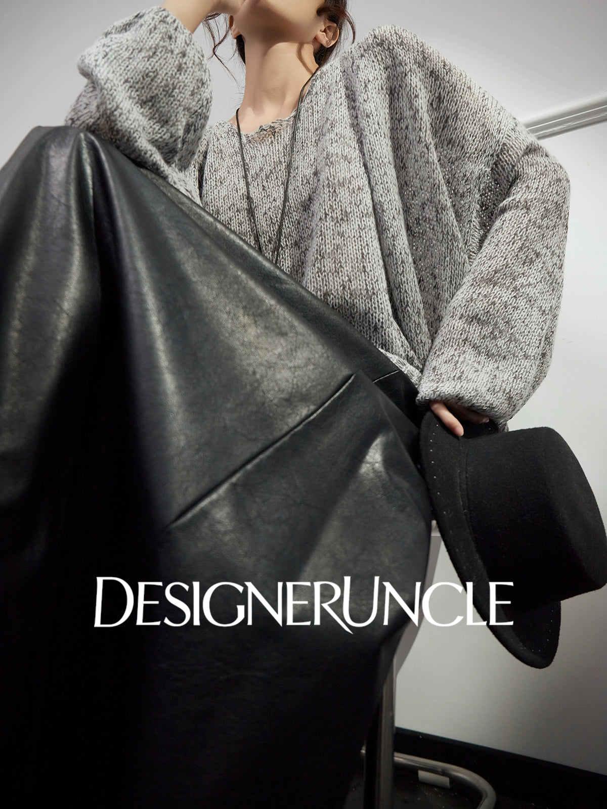 DGU "Molan" dark gray new lazy wind versatile high-end two-piece set - William.