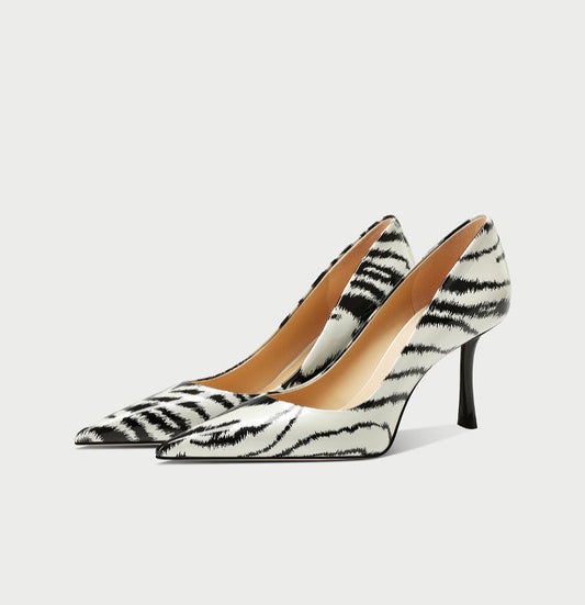 pjjuu shallow pointed leopard print pumps shoes  - EFFECT