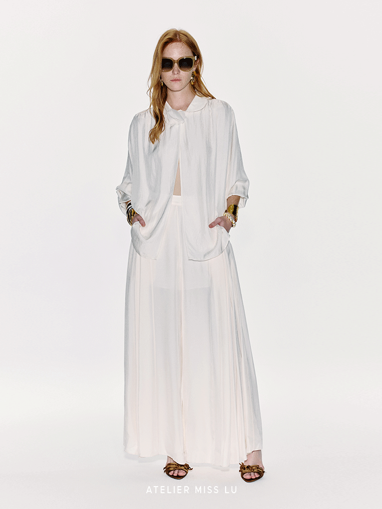 ATELIER MISS LU Spring/Summer Orchid Design Acetate Shirt - COOKIE