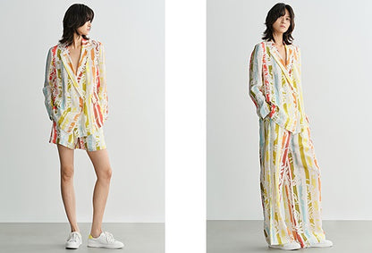 COMME MOI  summer casual color stripe print suit - EVELYN.