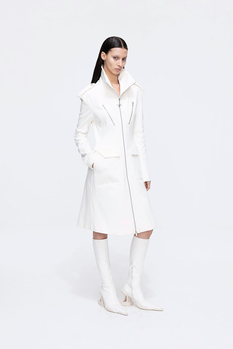 ANNAKIK niche four-pointed star function stand-up collar mid-length coat-HUILIN
