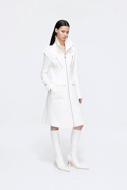 ANNAKIK niche four-pointed star function stand-up collar mid-length coat-HUILIN
