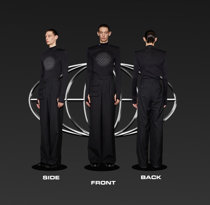 ANNAKIKI black space geometric print long sleeve top-RIMURU.