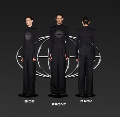 ANNAKIKI black space geometric print long sleeve top-RIMURU.