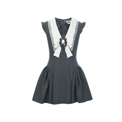 FAME embroidered beaded contrast collar dress - RIMA