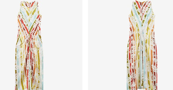 COMME MOI Lv Yan designer summer beach sleeveless print waist dress - AVA.