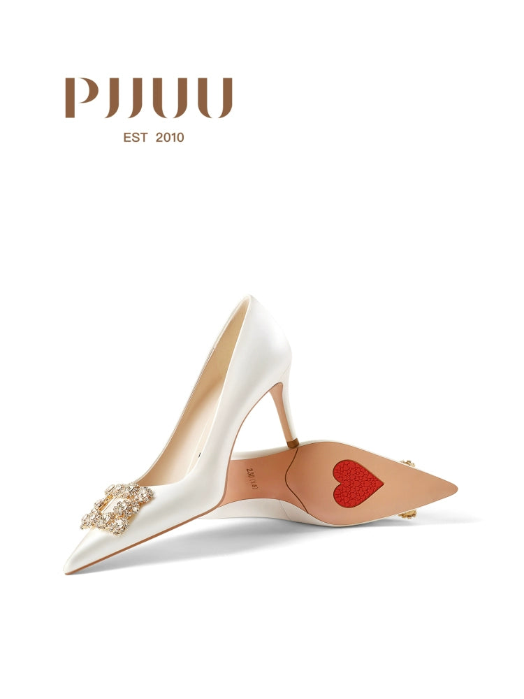 PJJUU satin pointed toe stiletto shoes - CUPID.