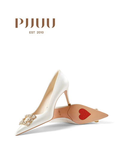 PJJUU satin pointed toe stiletto shoes - CUPID.