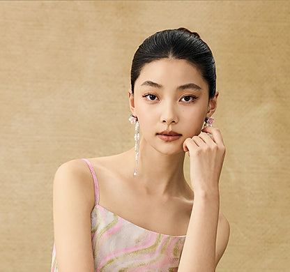 HECO Chinese Style Silk Chiffon Slip Summer Water Ripple Print Long Skirt - PEKKER.