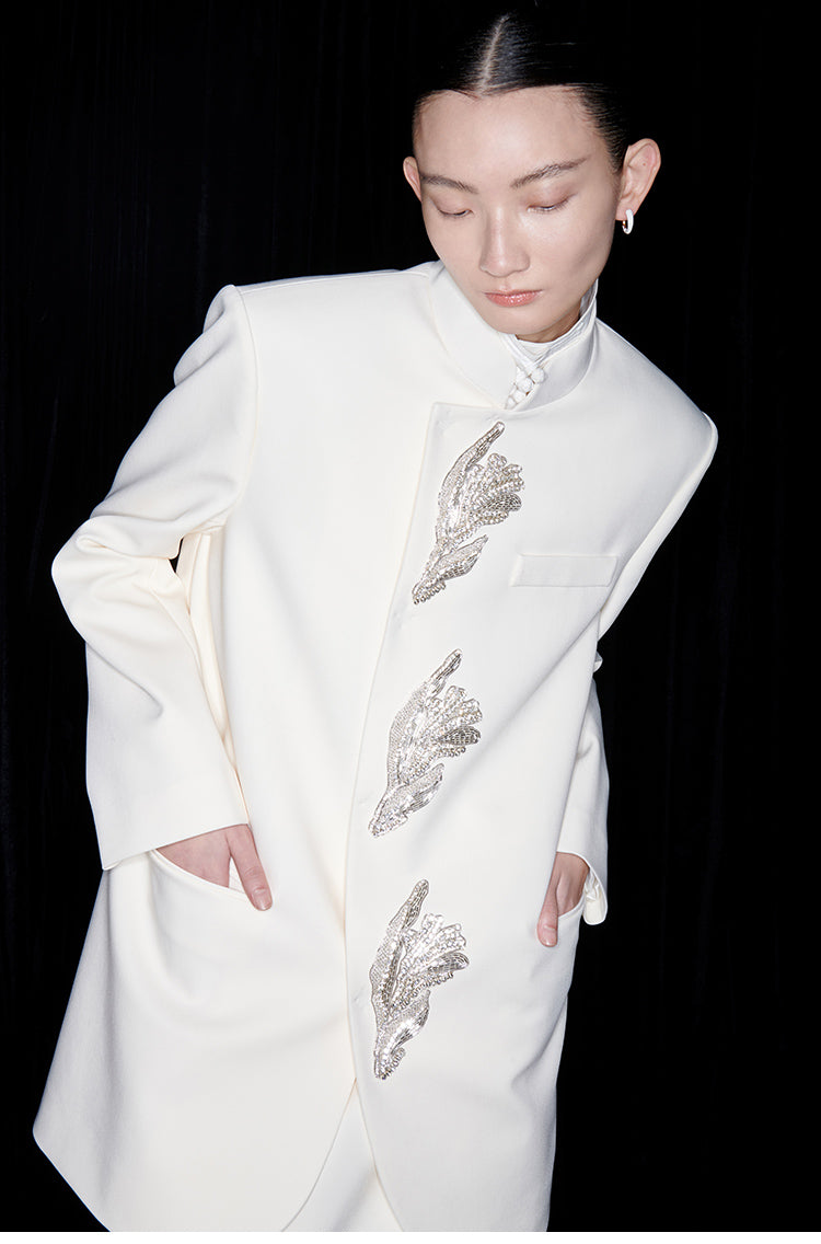 M essential Mackay designer Jiayang twill iris beads new Chinese silhouette suit - about.