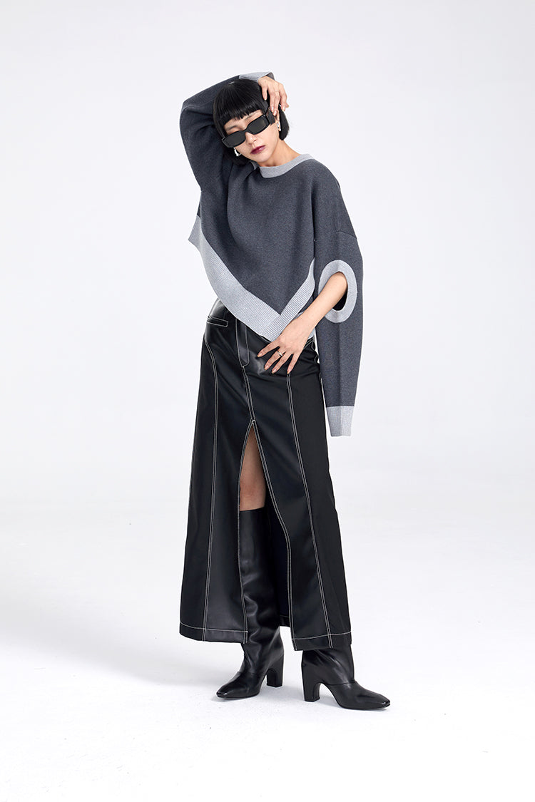 TINY IN women's loose dropped cut-out short sweater-MIE