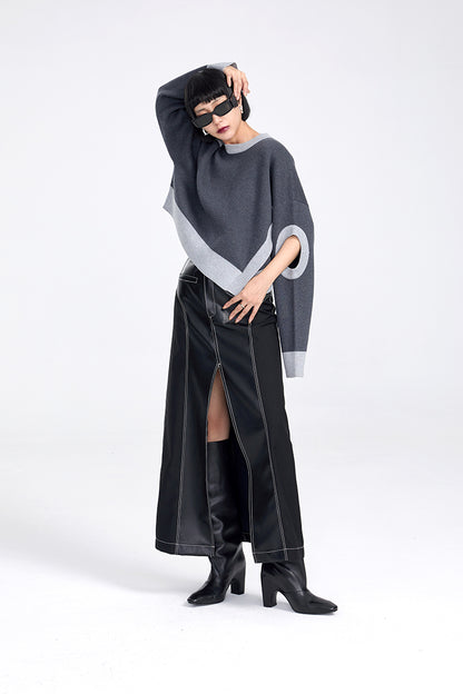 TINY IN women's loose dropped cut-out short sweater-MIE