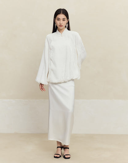 HECO Jacquard Stand-Collar Shirt Top Women - hand.