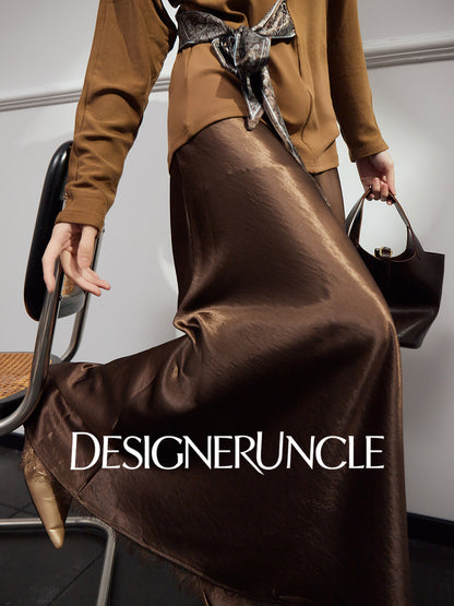 DGU "Gilded" high-waisted skirt acetate velvet drape - Kyla.