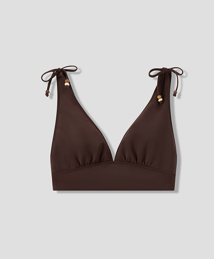 COMME MOI Lv Yan Designer Summer Women's Sexy Lace-up Beaded V-Neck Swimsuit - CAMILLE.