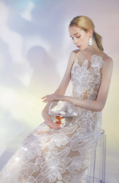 Wardrobes by Chen Elegant White Sleeveless Couture Lace Wedding Dress-Noa