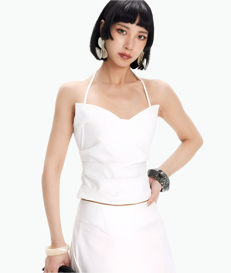 TINY IN cat ear three-dimensional pleated halter neck sling - BANG