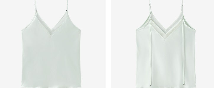 COMME MOI acetate V-neck patchwork suspenders - JUSTICE.