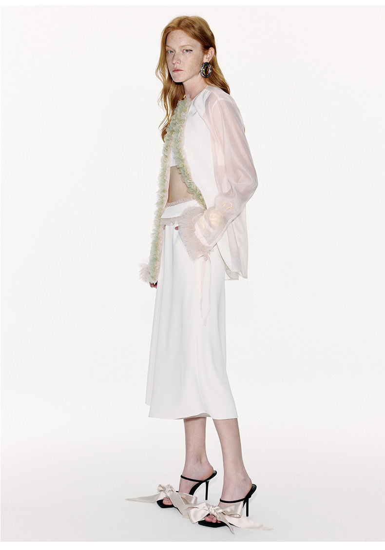 ATELIER MISS LU Tulle Latiered Panelled Long-Sleeved Top - BAILEY