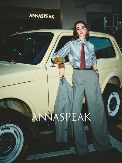 ANNASPEAK  Red wool trousers and wide-leg pants-LATAN.