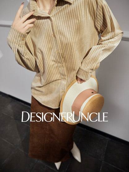 DGU |Mocha Light Luxury Versatile Design Niche Long-Sleeved Loose Top  - Louis.