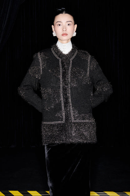 M essential Mackay designer Yingyun knitted copper-beaded woollen cardigan - zain.