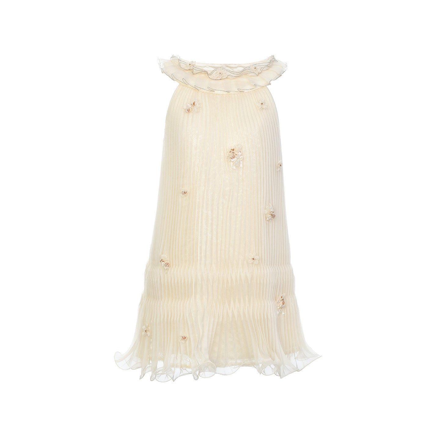 FAME pleated beaded sleeveless ruffled dress - ZAINAB