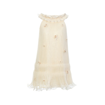FAME pleated beaded sleeveless ruffled dress - ZAINAB