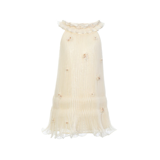 FAME pleated beaded sleeveless ruffled dress - ZAINAB