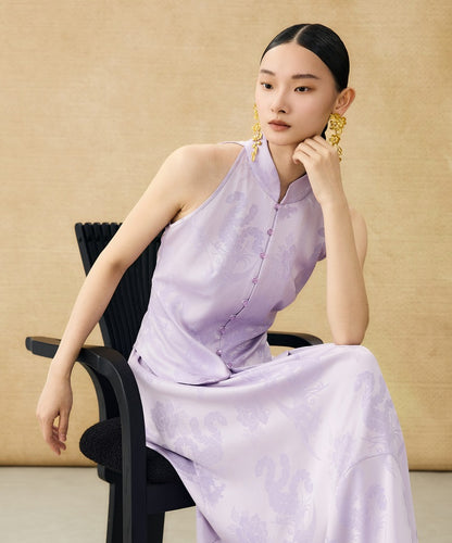 HECO Chinese Acetate Stand-up Collar Waist National Style Jacquard Vest T - FIRE.