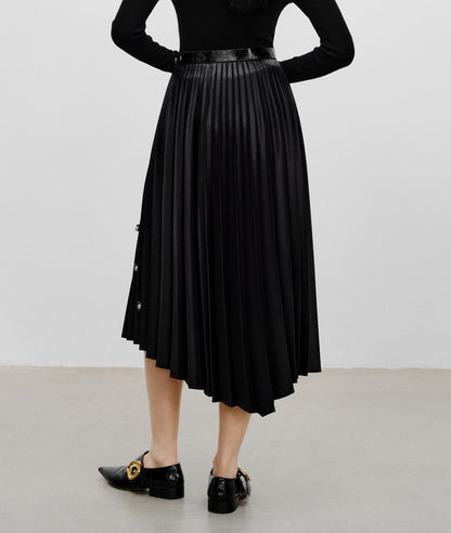 COMME MOI Lv Yan designer women's beaded triacetate commuter skirt - WILLOW.