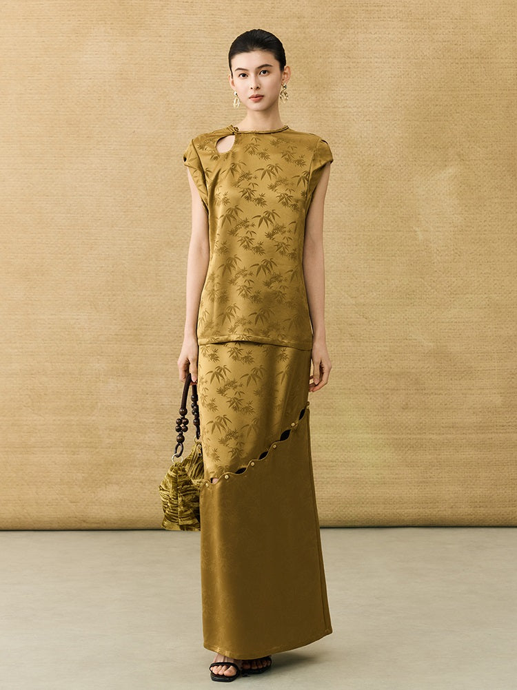 HECO Chinese Acetate Fugui Buckle Short Sleeve T-Shirt - CLOVE.