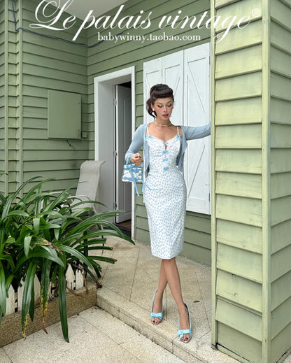 Le Palais bow pattern herringbone corset style heavy work dress-TEM