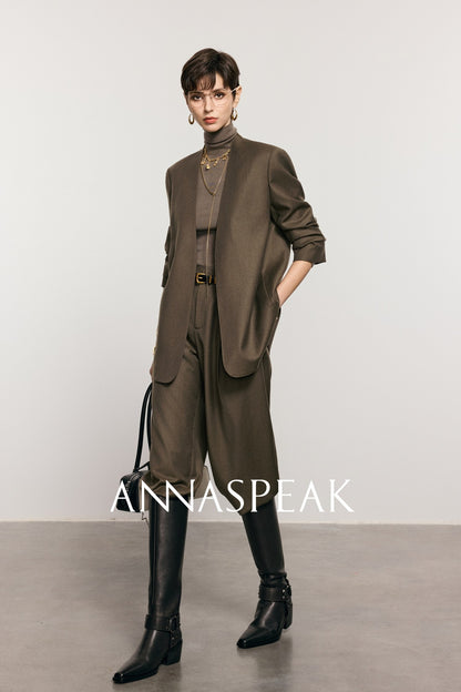 ANNASPEAK Worsted Wool Flannel Suit Vest Pants Set-OSAR.