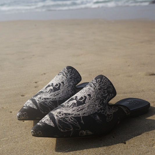 B-FEI flat pointed toe casual semi-support slippers-LAUF.