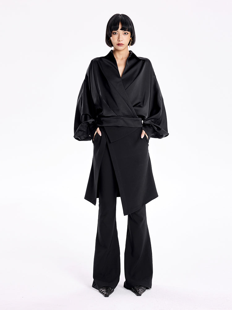 TINY IN v-neck dolman sleeve satin casual top -GAG