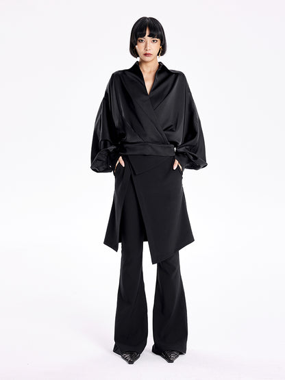 TINY IN v-neck dolman sleeve satin casual top -GAG