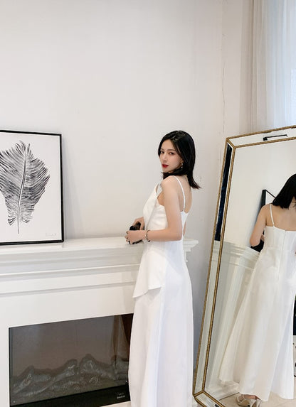 DOLLY Elegant Retro Style Sleeveless Tube Top Long Slit Business Dinner Dress-KIKE