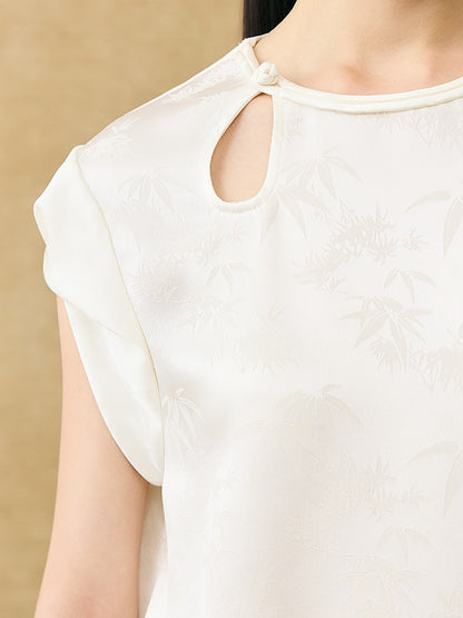 HECO Chinese Acetate Fugui Buckle Short Sleeve T-Shirt - CLOVE.