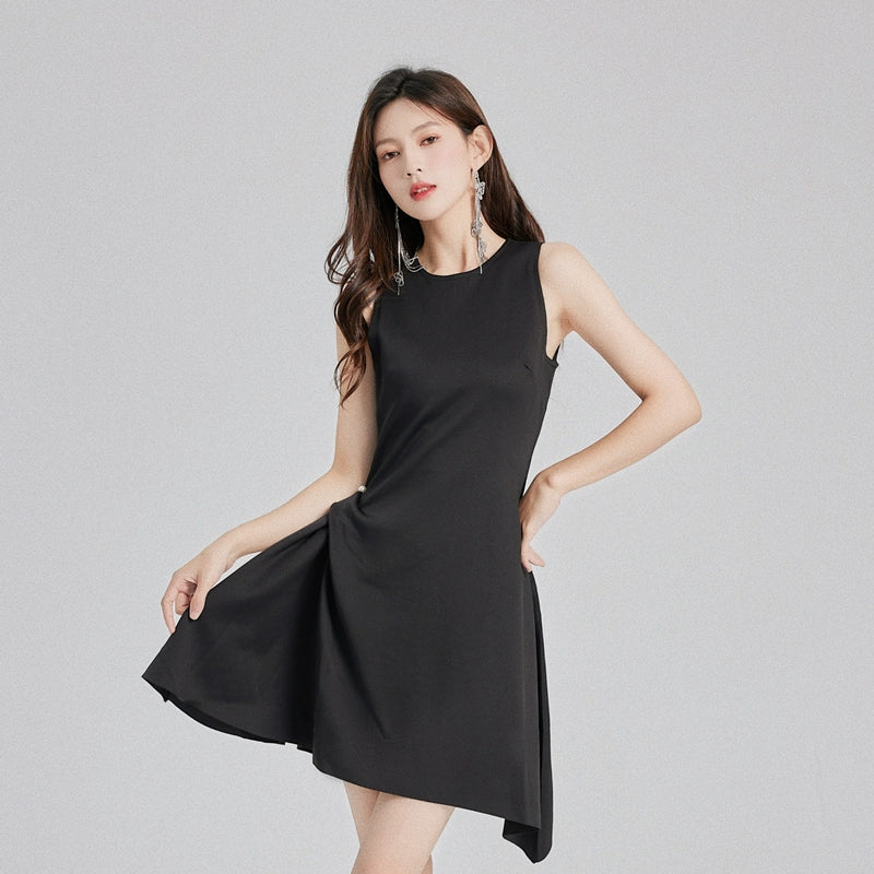 DOLLY Elegant Retro Style Crew Neck Sleeveless Slim Fit High Waist Dinner Dress-KIRSTEN